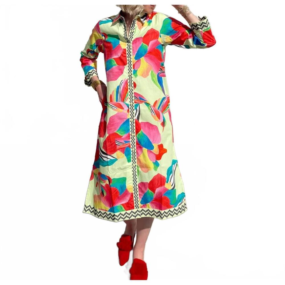 NEW MAUDE VIVANTE eliza dress in lemon pops print